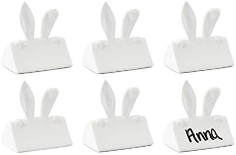 AuldHome Bunny Place Card Holders (6-Pack), Easter Spring Ceramic Reusable Write-On Wipe-Off Plac... | Amazon (US)