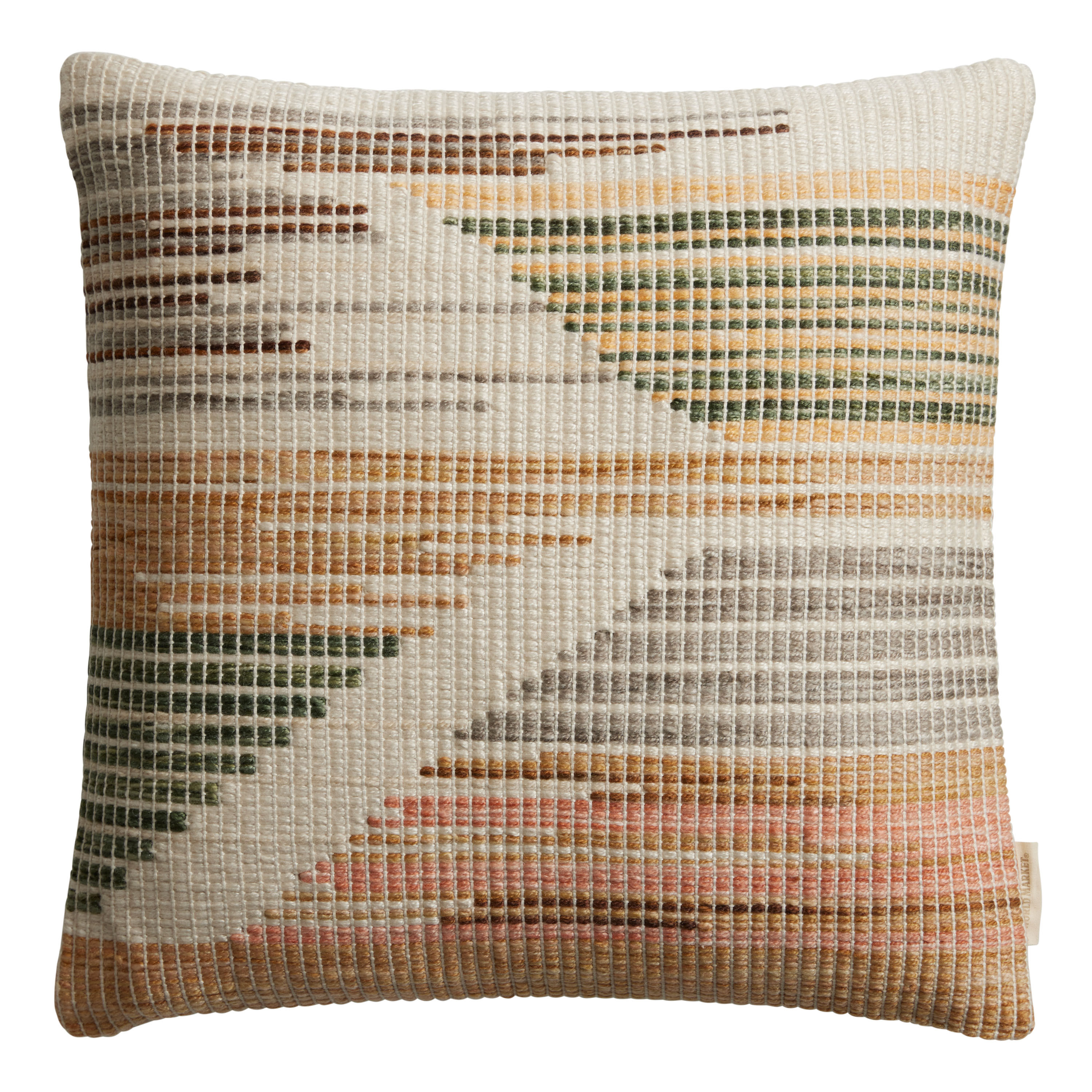 Ivory Multicolor Woven Indoor Outdoor Throw Pillow | World Market