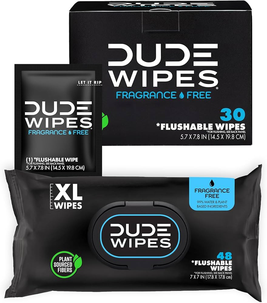 DUDE Wipes - Flushable Wipes - 48 Count Dispenser and 30 Single Wipes - Unscented Extra-Large Adu... | Amazon (US)