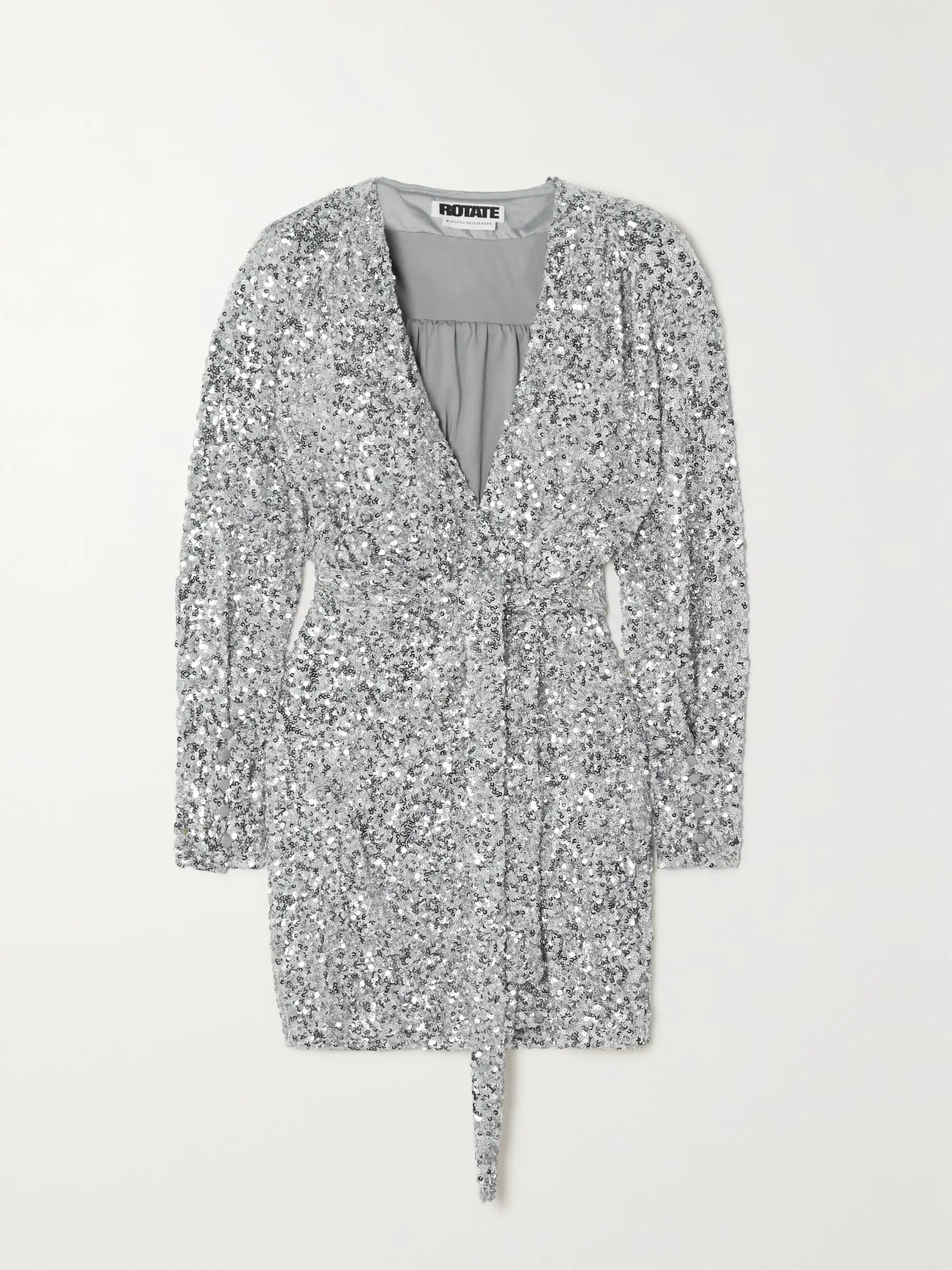 Samantha belted sequined stretch-jersey mini wrap dress | NET-A-PORTER (US)