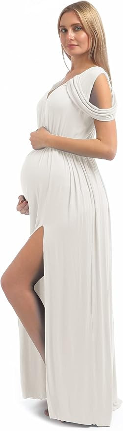 Maternity Dress for Photography Off Shoulder Gown Side Split Maxi Pregnancy Dresses for Baby Show... | Amazon (US)