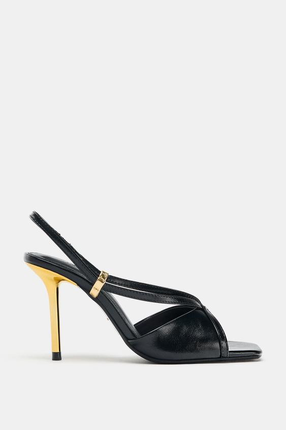 HEELED SANDALS WITH METALLIC DETAIL | Zara US