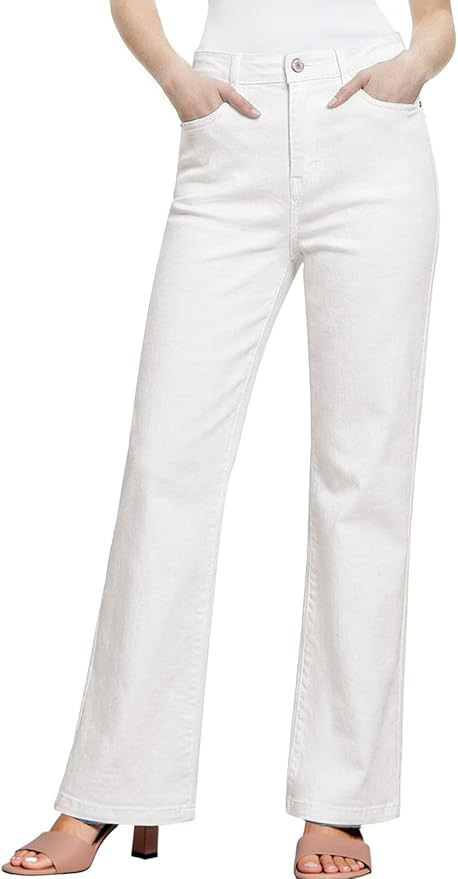 Sidefeel Women's Wide Leg Jeans High Waisted Tummy Control Stretchy Straight Leg Elastic Waist Tr... | Amazon (US)