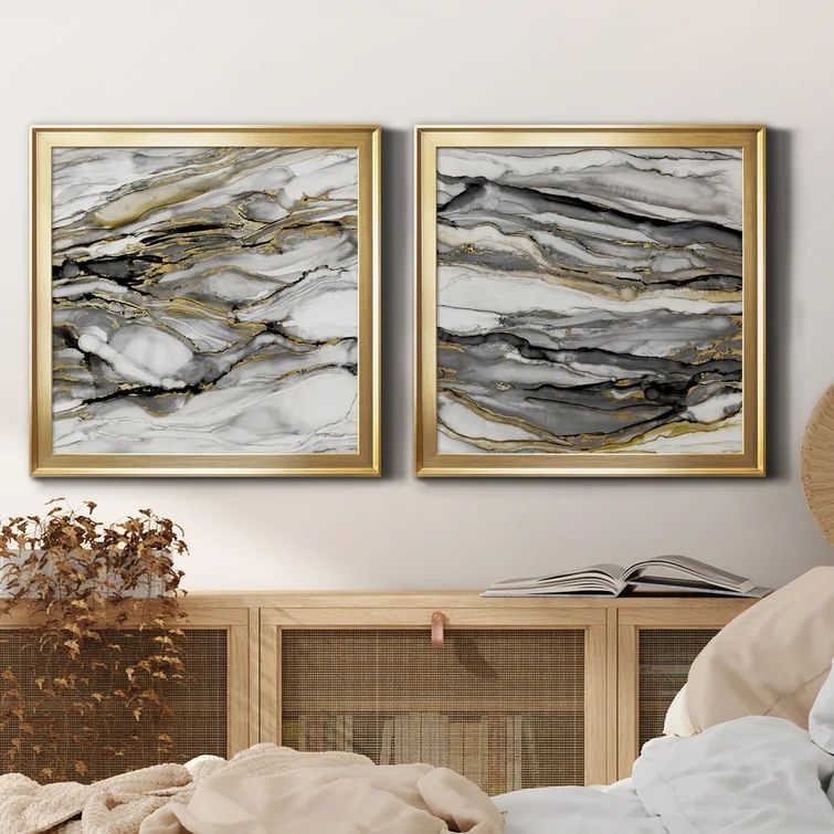 Marbled Gold I - 2 Piece Picture Frame Print on Canvas (Set of 2) | Wayfair North America