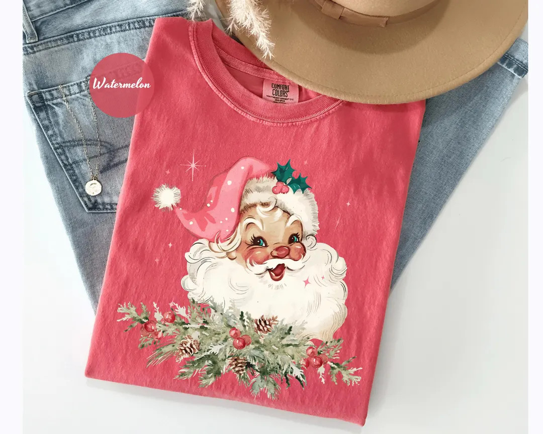 Comfort Colors® Vintage Santa Tee, Retro Santa Claus Comfort Colors Shirt, Cute Santa Claus Xmas... | Etsy (US)