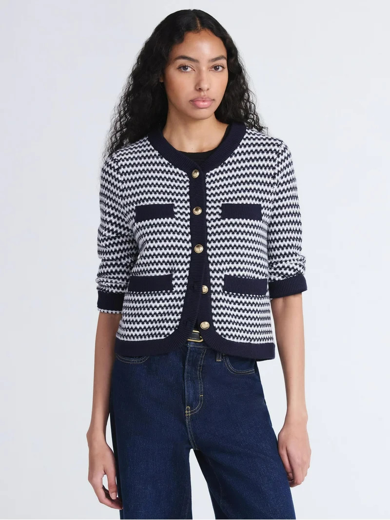 Free Assembly Women's and Women's Plus Textured Cardigan Sweater with Welt Pockets, Lightweight, ... | Walmart (US)