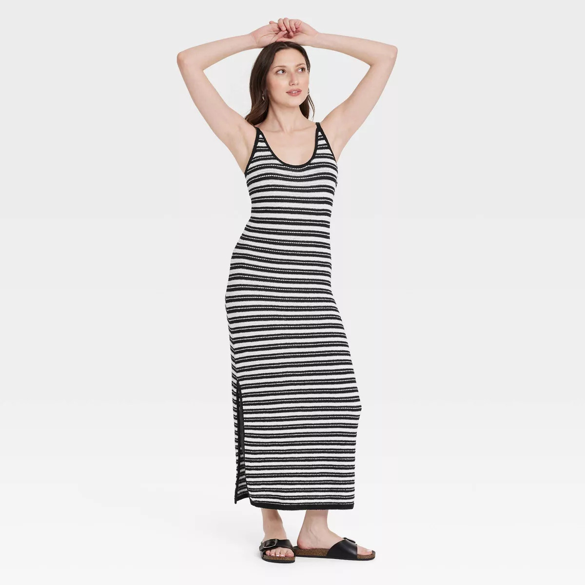 Women's Midi Sweater Dress - Universal Thread™ Black/White Striped | Target