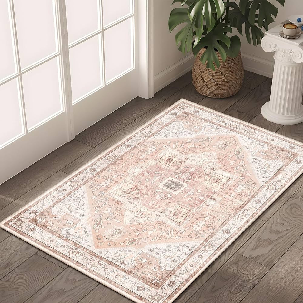 MUJOO Pink Small Rug Washable,Boho Area Rugs for Bathroom Entryway Entry Entrance Bedroom,Front D... | Amazon (US)