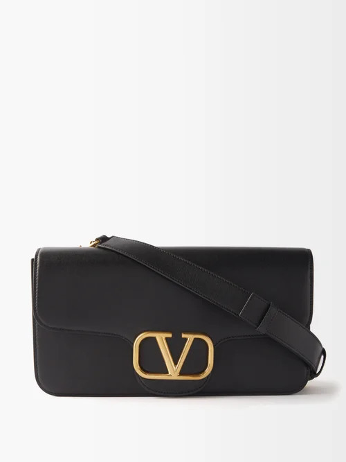 Valentino Garavani - V-logo Leather Messenger Bag - Mens - Black | Matches (US)