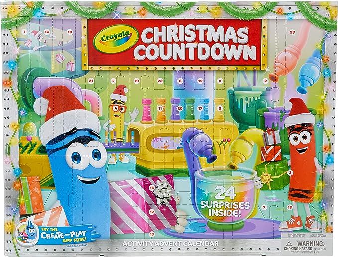 Crayola Kids Advent Calendar, Christmas Countdown Calendar, 24 Crafts, Gift | Amazon (US)