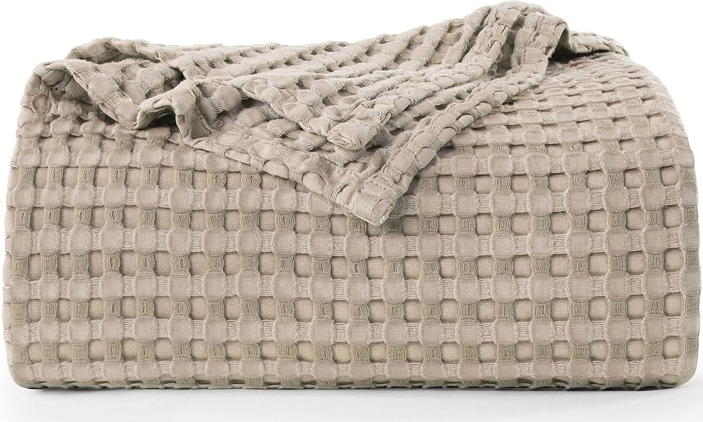 Utopia Bedding Cotton Waffle Blanket 300 GSM (Khaki - 90x84 Inches) Soft Lightweight Breathable B... | Amazon (US)