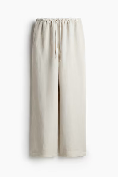 H & M - Straight linen-blend trousers - Beige | H&M (US + CA)