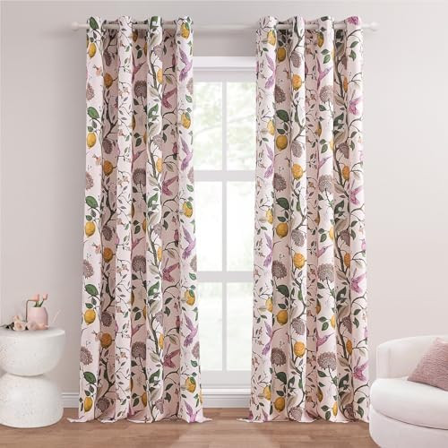 Topfinel Pink Window Curtains 96 Inch Long Cute Heat Block Vintage Farmhouse Elegant Whimsical Fl... | Amazon (US)