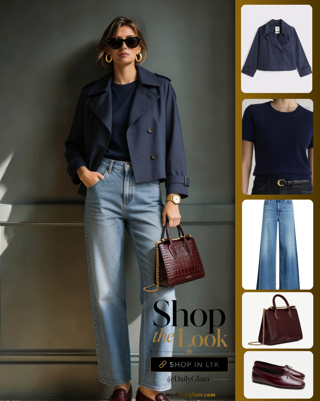 Navy Cropped Trench + Light Wash Jeans Perfect Transitional Outfit

#croppedtrench #fallfashion #casualoutfitideas #wardrobemusthave 

 #LTKootd #LTKOver40 #LTKWorkwear