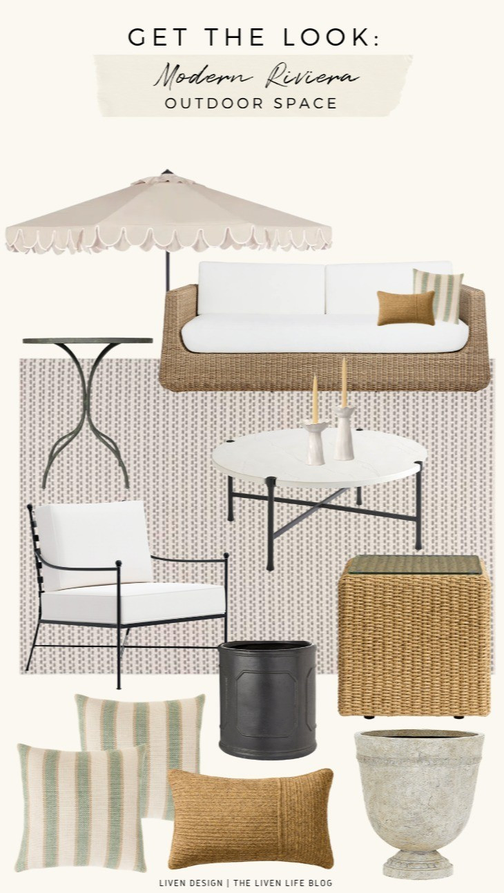 Outdoor patio space. Get the look. Wicker furniture. Patio decor. Outdoor pillows. Outdoor umbrella. Outdoor rug. Neutral rug. Outdoor side table. Wicker accent table 

#LTKSeasonal #LTKHome #LTKSaleAlert