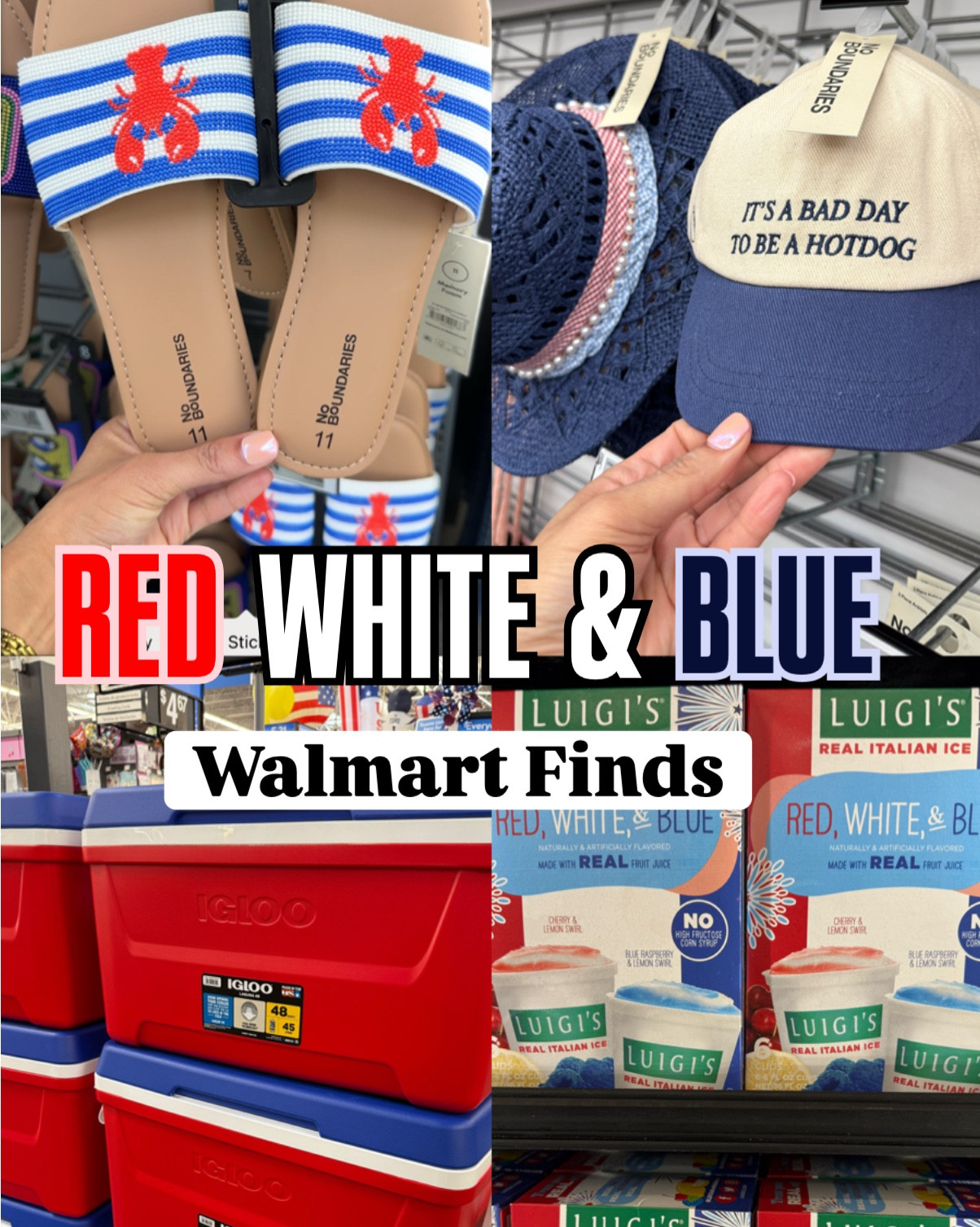 Red, white, and blue options from all over Walmart! 😊 
Home decor 
Clothing 
Pjs 
Pajamas 
Food 
Groceries 
Budget friendly 
Affordable 

#LTKSeasonal #LTKFestival #LTKfoodie