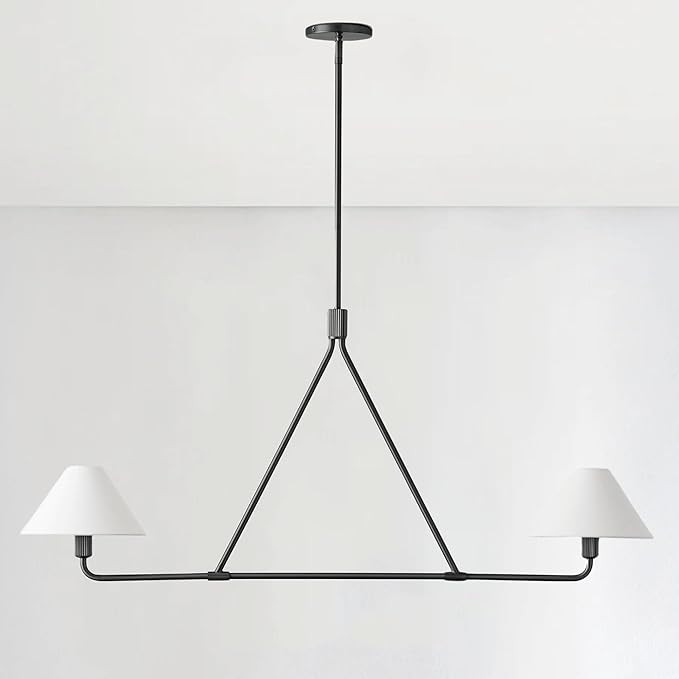 Linen Shades Pendant, Beatrix Pendant - Linen Shades, 46.25 w x 5 d x 63 h (Matte Black) | Amazon (US)