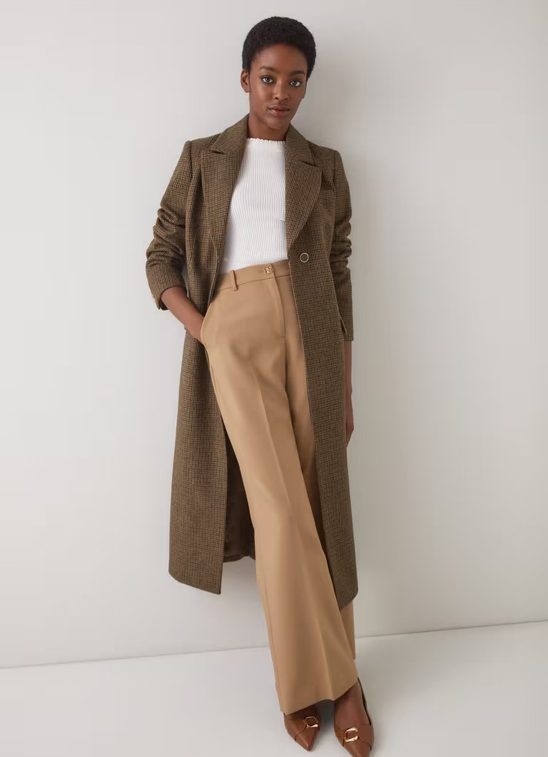 Dakota Brown Mini Check Single Breasted Coat | L.K. Bennett (UK)