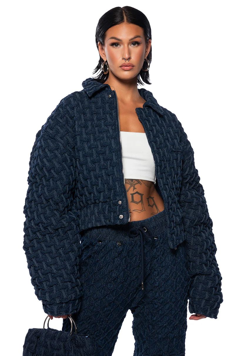 OKSA DENIM WEAVE BOMBER | AKIRA