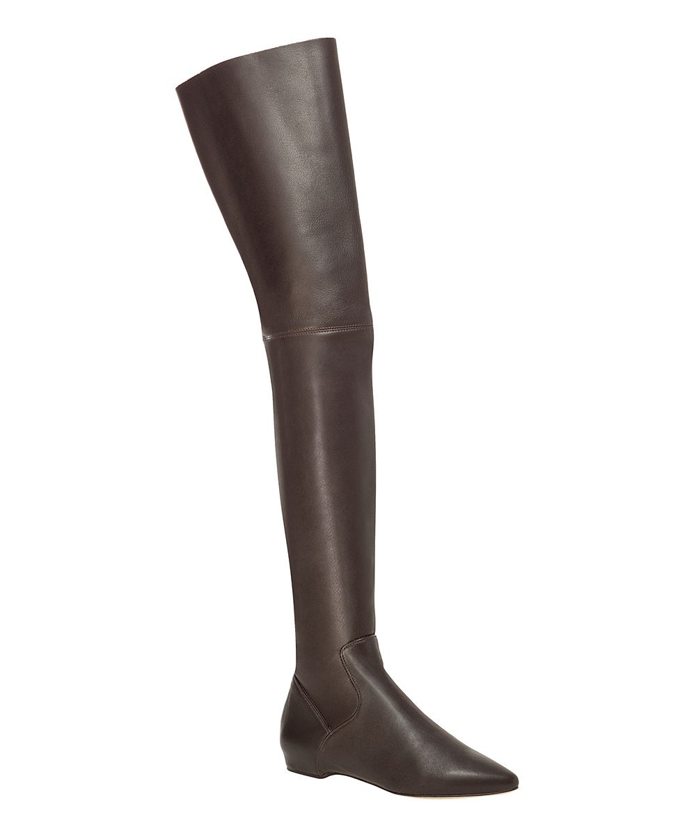 Leon Max Women's Casual boots DKBROWN - Dark Brown Lambert Leather Over-the-Knee Boot - Women | Zulily