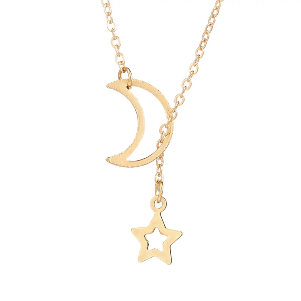 Ashosteey Necklaces For Women, Women's Moon Star Pendant Choker Necklace Gold Silver Long Chain J... | Walmart (US)