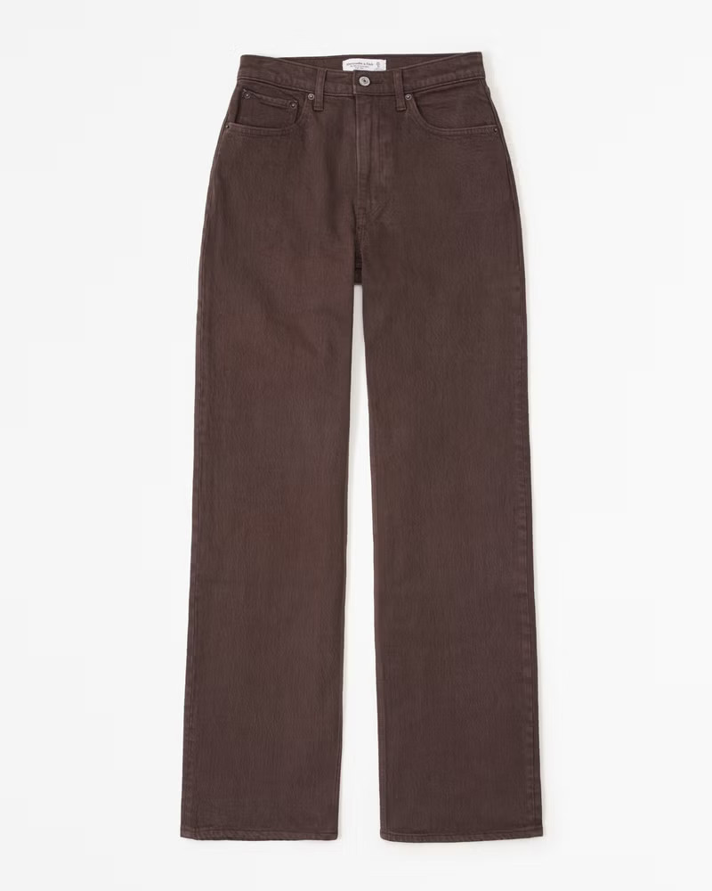 Abercrombie & Fitch Women's Curve Love High Rise 90s Relaxed Jean in Dark Brown - Size 30 SHORT | Abercrombie & Fitch (US)