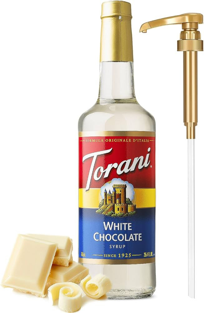 Torani White Chocolate Syrup with Little Squirt Syrup Pump, 25.4 Ounces | Amazon (US)