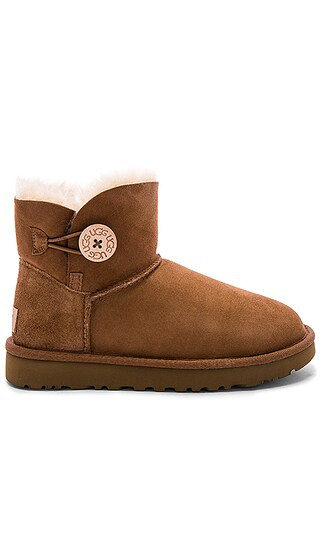 Mini Bailey Shearling Button II Bootie in Chestnut | Revolve Clothing (Global)