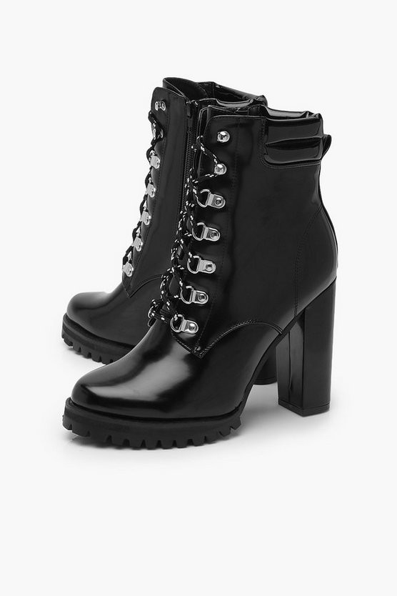 Lace up Heeled Hiker Boots | boohoo | Boohoo.com (US & CA)