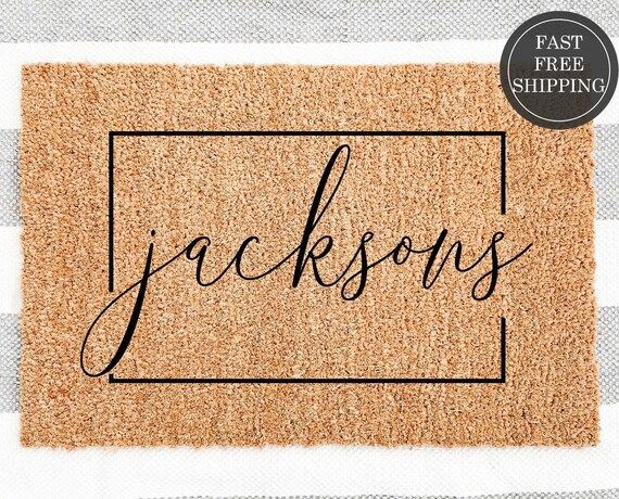 Personalized doormat, Welcome doormat, housewarming gift, closing present gift, wedding gift, hol... | Etsy (US)