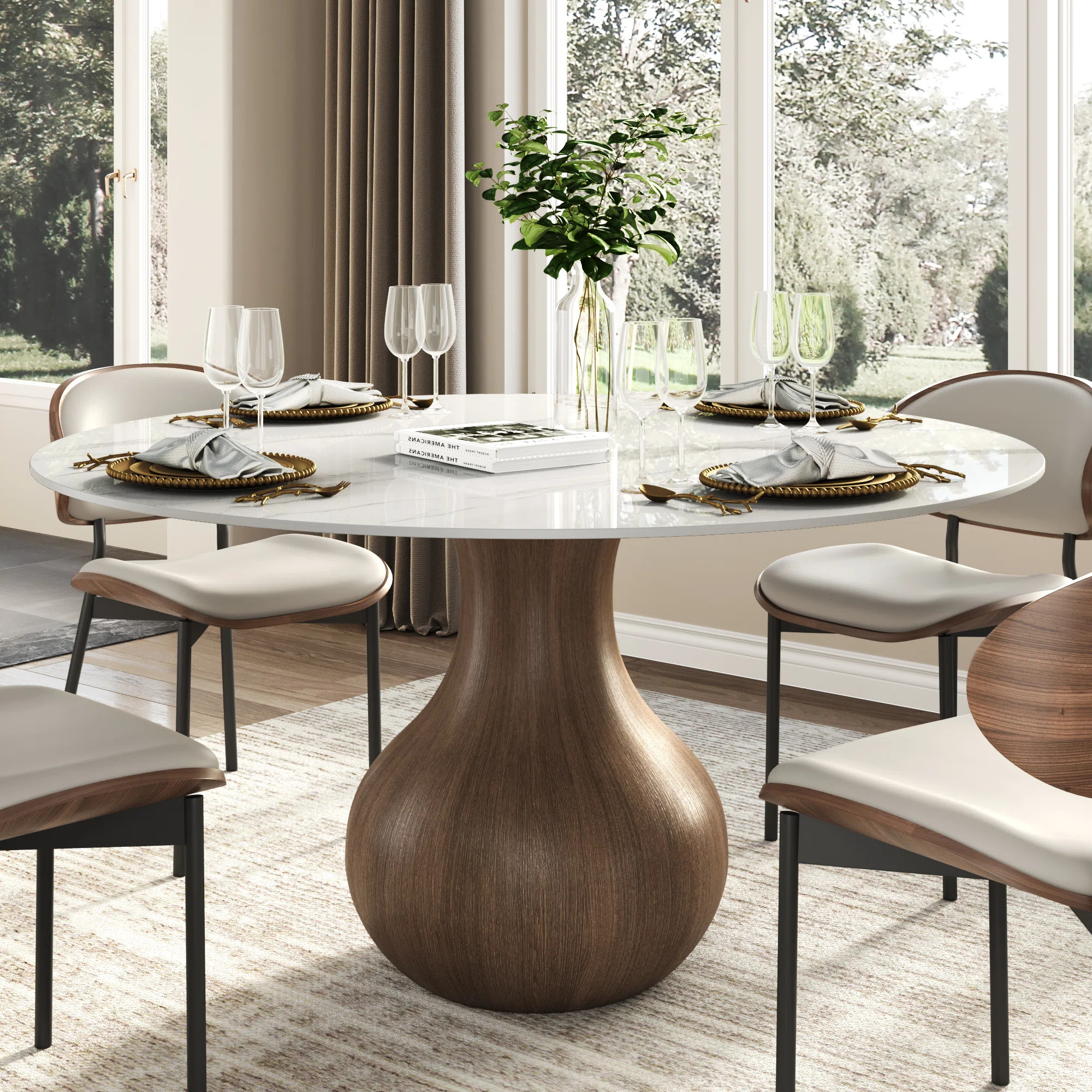Farmhouse Dark Walnut Pedestal Dining Table For 4/6/8/10 | Wayfair North America