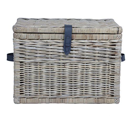 The Basket Lady Deep Wicker Storage Trunk, L, Serene Grey | Amazon (US)