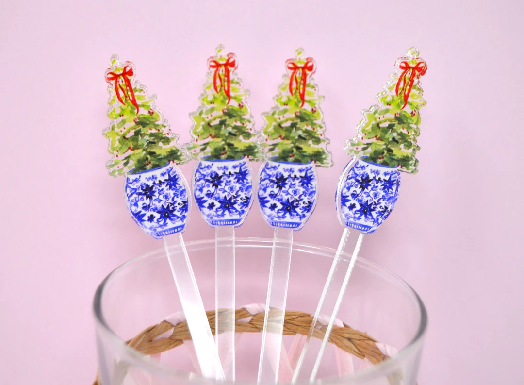 Ginger Jar Christmas Drink Stirrers Set of 4 Chinoiserie - Etsy | Etsy (US)