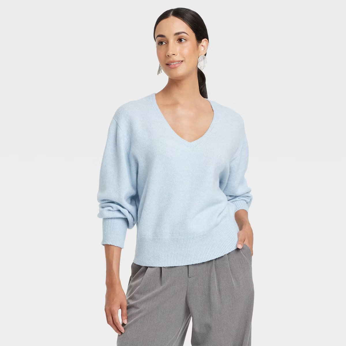 Women's Cozy Knit V-Neck Pullover Sweater - A New Day™ | Target