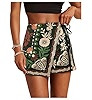 SweatyRocks Women's Shorts Floral Print Tie Side Wrap Elastic Waist Boho Short Skorts, Black, X-L... | Amazon (CA)