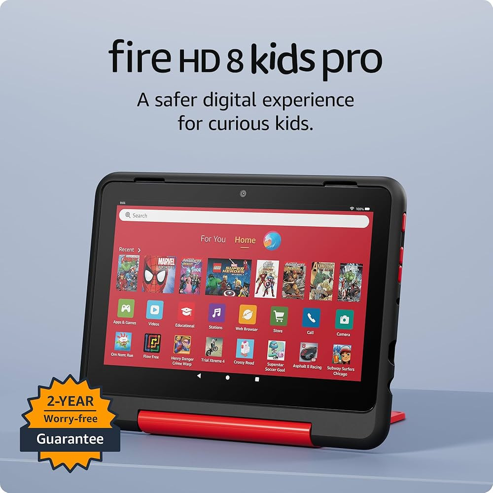 Amazon Fire HD 8 Kids Pro tablet (newest model), ages 6-12. Bright 8" HD screen, includes ad-free... | Amazon (US)