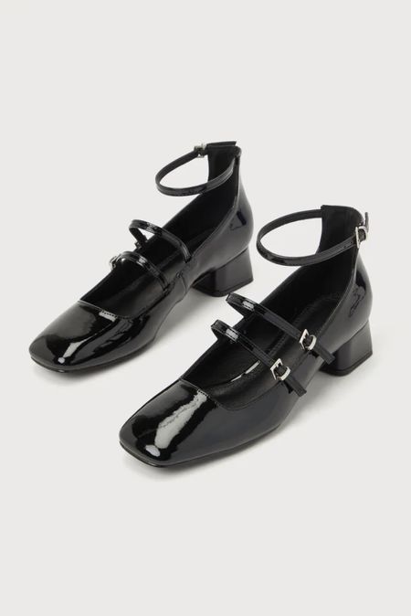 Ballet flat pumps with block heel, Mary Jane heels, patent leather 

#LTKfindsunder50 #LTKHoliday #LTKshoecrush