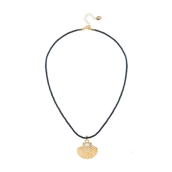 Time and Tru Elegant Seashell and Pearl Corded Pendant Necklace with Gold Tone Finish | Walmart (US)