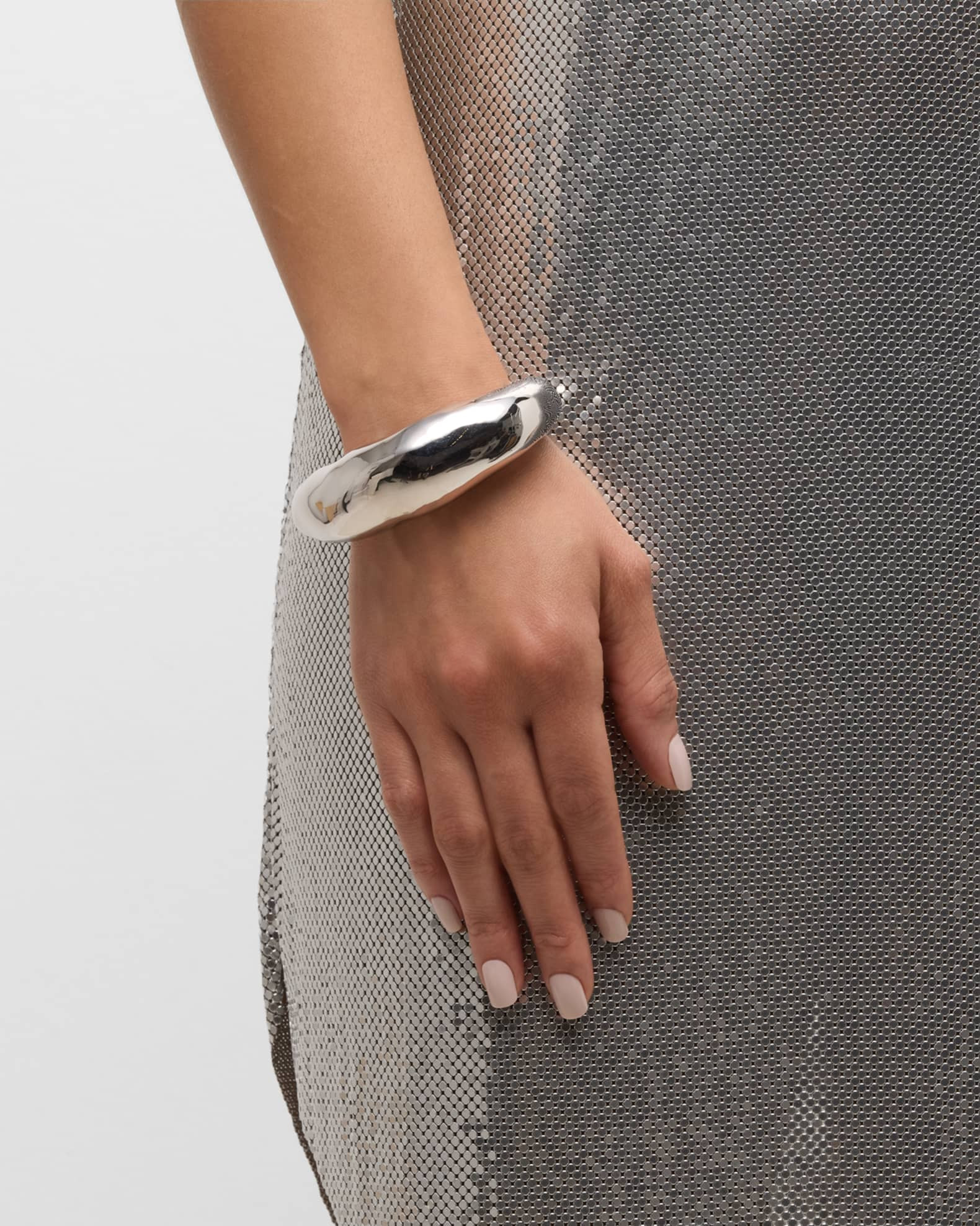 Large Molten Silver-Tone Hinged Cuff Bracelet | Neiman Marcus