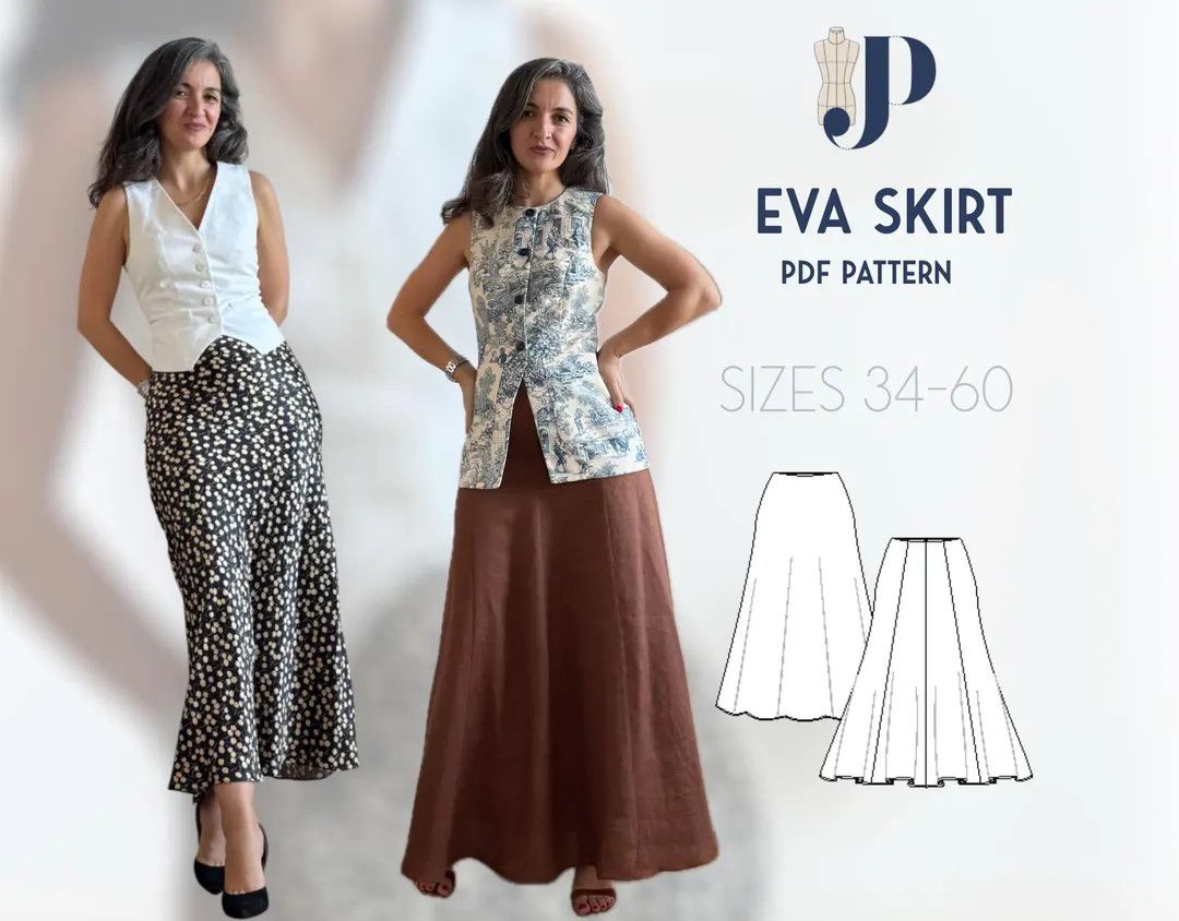 Eva Skirt Just Patterns PDF Sewing Pattern Size 34-60 - Etsy | Etsy (US)