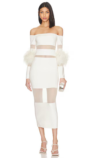 Sheer Cotton Viscose Intarsia Dress in Cream | Revolve Clothing (Global)