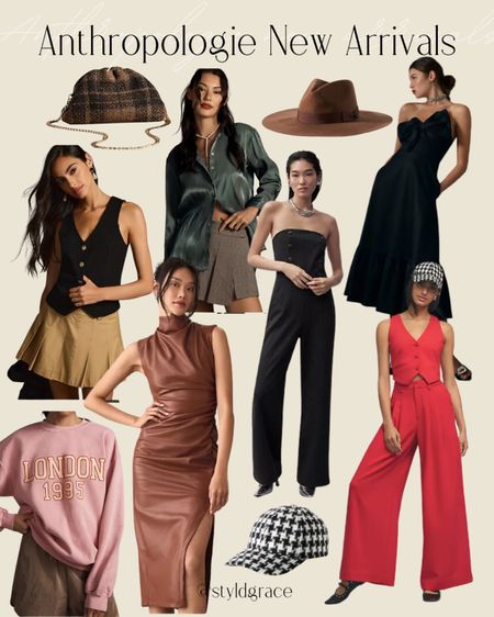 Anthropologie new arrivals 🤍

Fall outfits, red fall outfit, pinstripe jumpsuit, satin shirt, fall hat, wedding guest dress, leather dress 