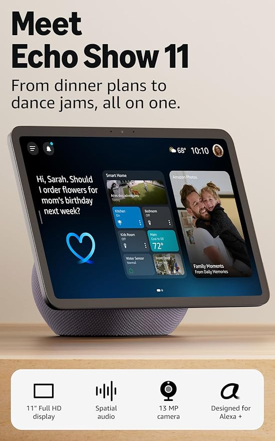 Amazon Echo Show 11 (newest model), Vibrant Full-HD 11" display with more viewing area and spatia... | Amazon (US)
