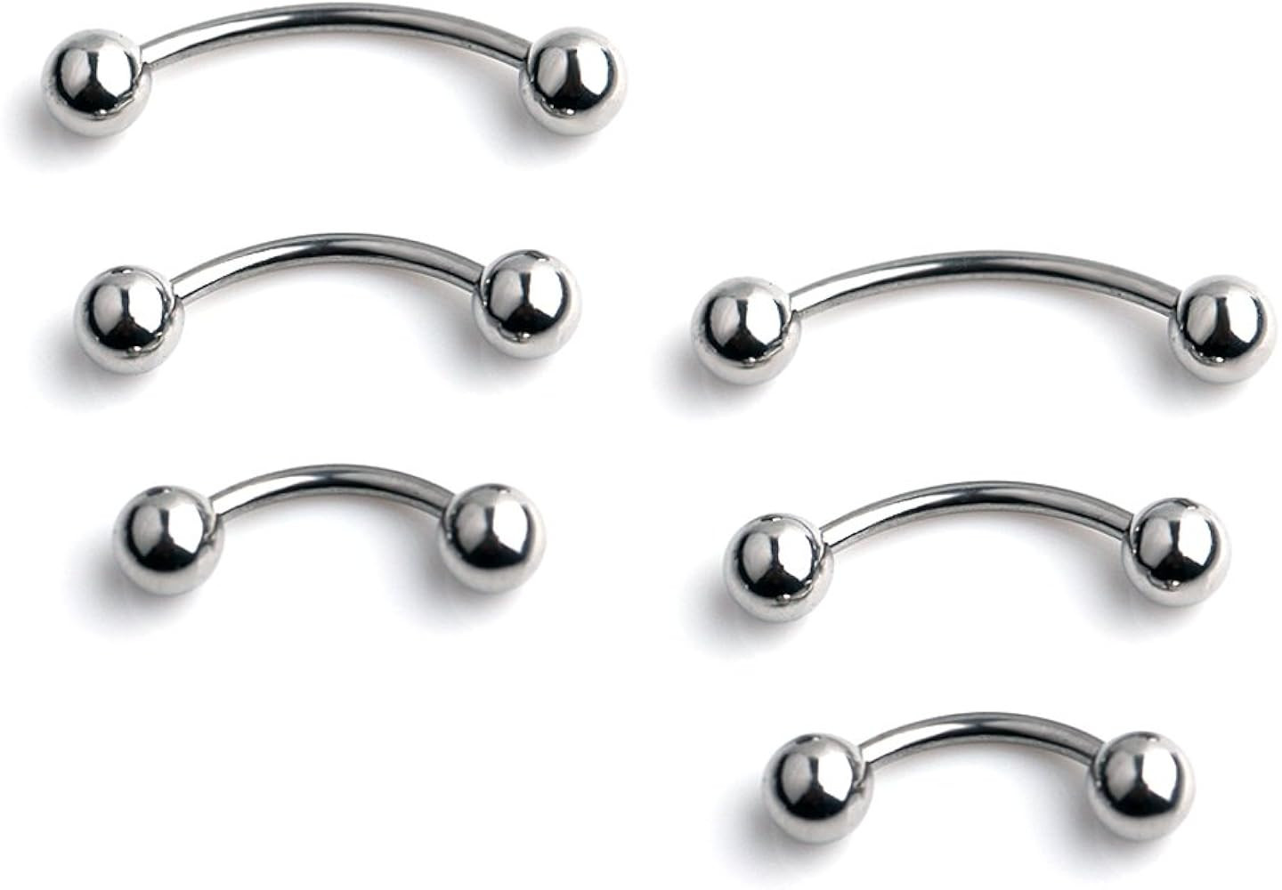 Ruifan 3prs(6pcs) Surgical Steel Tiny Curved Eyebrow Ear Navel Belly Lip Ring Barbell Piercing Je... | Amazon (US)