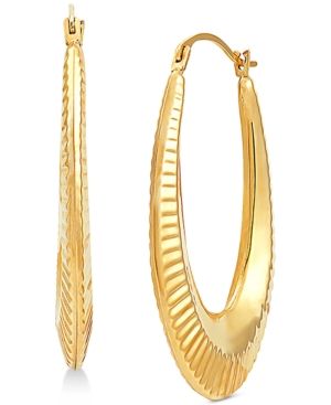 Ribbed Texture Oval Hoop Earrings in 14k Gold | Macys (US)