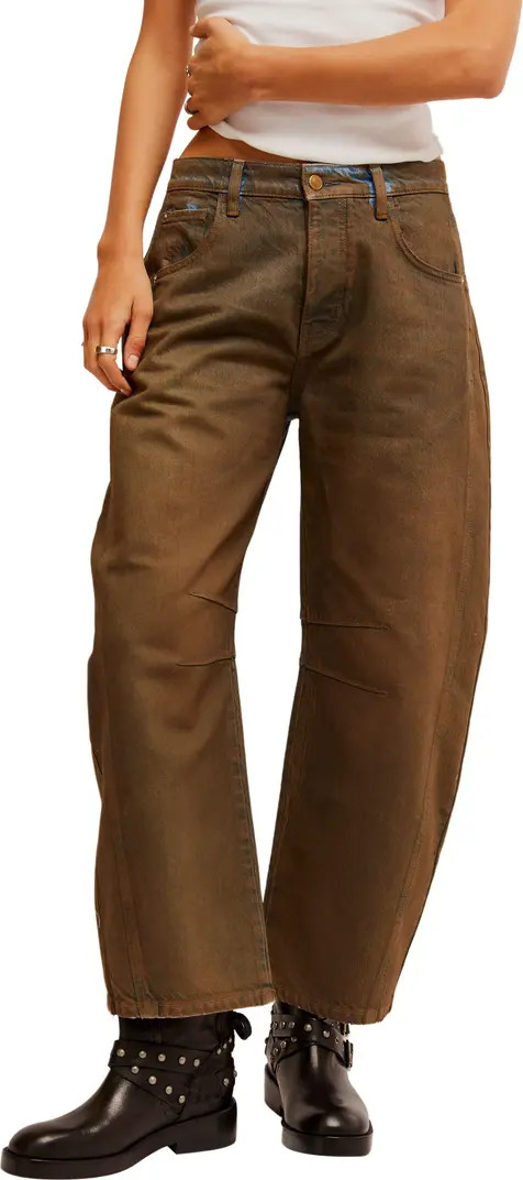 Free People Good Luck Coated High Waist Ankle Barrel Jeans | Nordstromrack | Nordstrom Rack