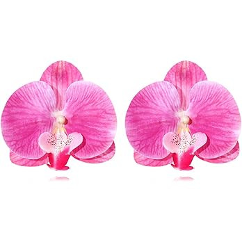 Artificial Flower Earrings Butterfly Orchid Flowers Ear Stud Colorful Blossom Floral Earrings Ele... | Amazon (US)