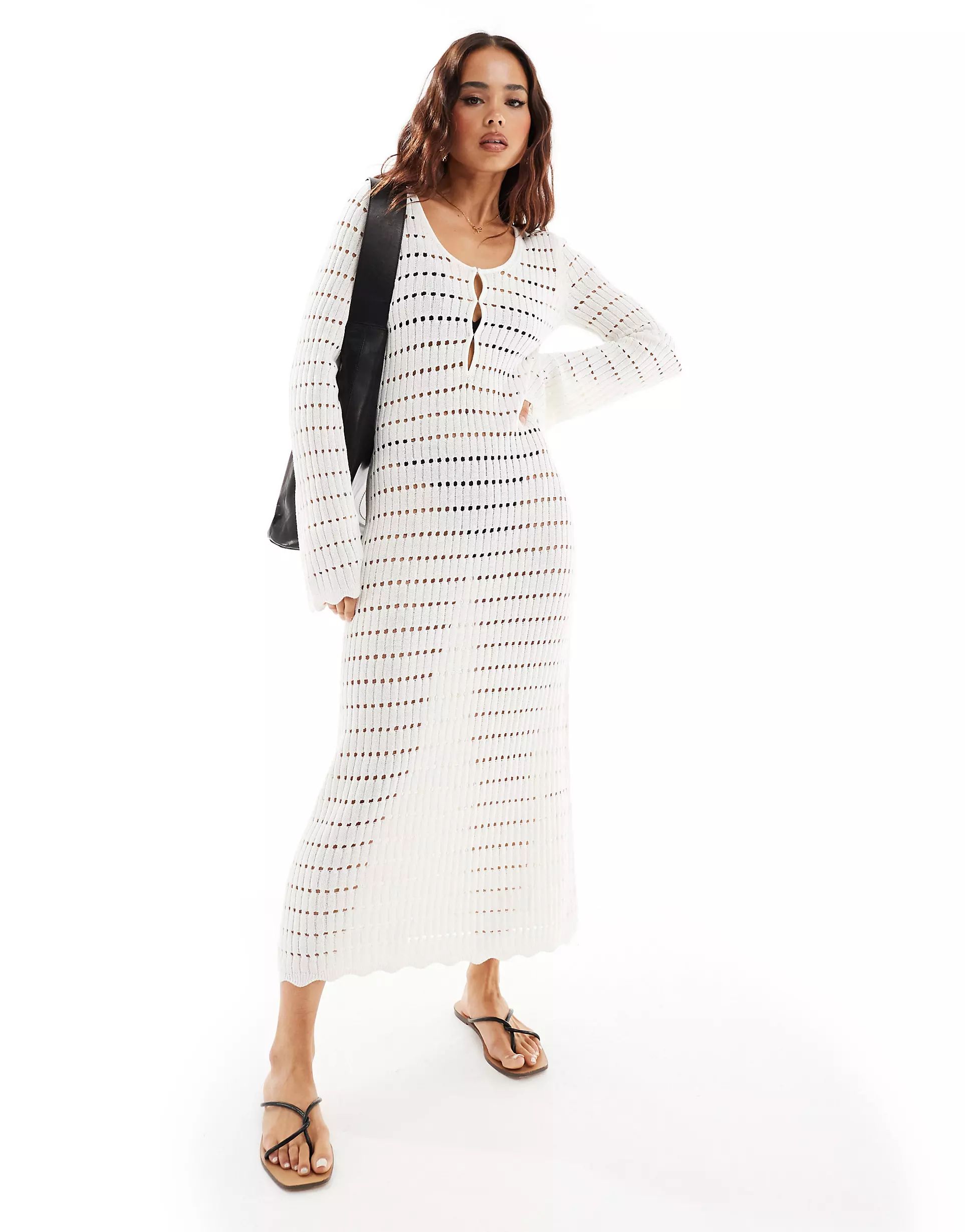 & Other Stories crochet knitted midaxi dress in white | ASOS (Global)