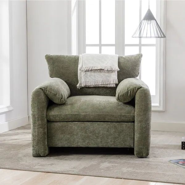 Chenille Oversized Accent Chair Armchair Single Sofa Lounge Chair - Green | Bed Bath & Beyond