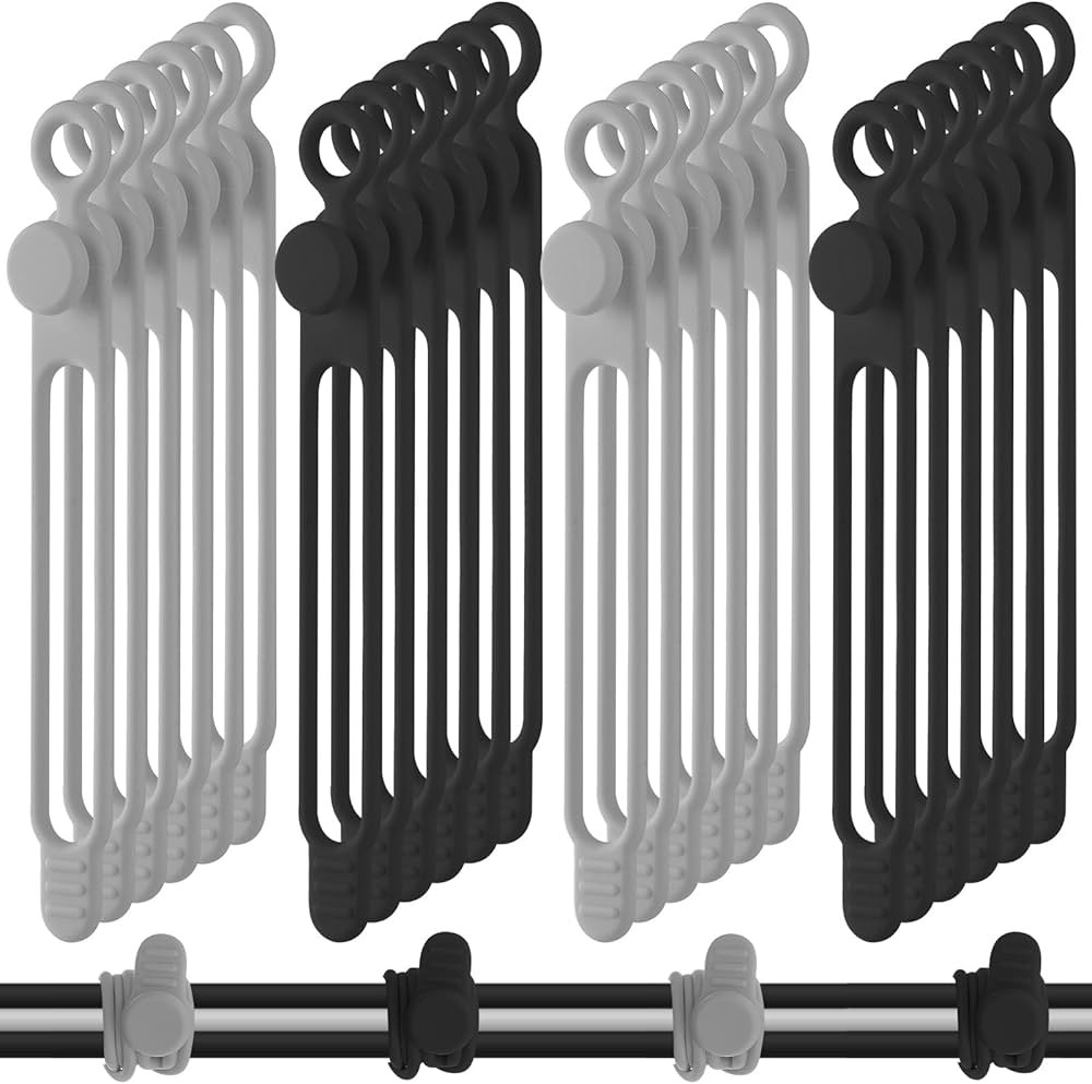 Nuanchu 40 Pcs Silicone Cable Ties Reusable Holder Strap Cord Ties Adjustable Cable Straps Chargi... | Amazon (US)